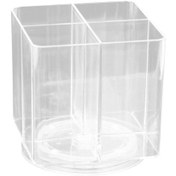 Resim Ganzhoushop Şeffaf Makyaj Fırçası Tutucu 4 Yuvalı Akrilik Kalem Tutucu Makyaj Fırçaları Düzenleyici 