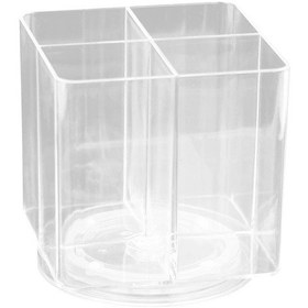 Resim Ganzhoushop Şeffaf Makyaj Fırçası Tutucu 4 Yuvalı Akrilik Kalem Tutucu Makyaj Fırçaları Düzenleyici 