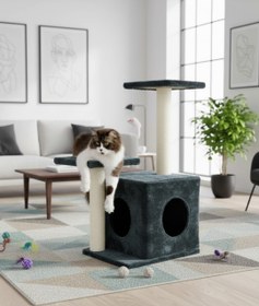 Resim Reyo Pet Çift Stepli Yuvalı Kedi Tırmalaması Antrasit 