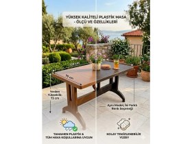 Resim Evko Mobilya Plastik 70X120 Masa, Plastik Masa, Bahçe Balkon Teras Masası, Kare Masa, Dış Mekan Masası 
