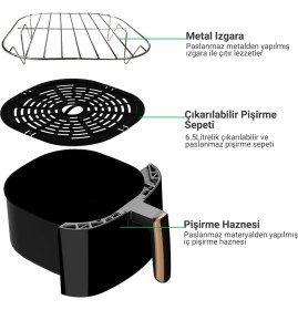Resim Özbience 5l Wiami Air Fryer, Dijital Dokunmatik Ekranlı, Akıllı ve Sağlıklı Pişirme 