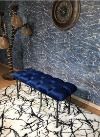 Resim Yirmi15 Metal Ayaklı Babyface Mavi Puf & Bench 