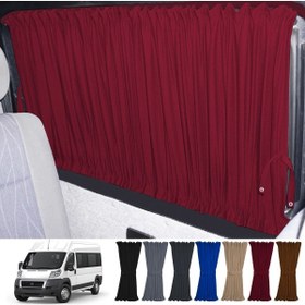 Resim Oto Pandami Fiat Ducato Boxer Jumper Uzun Şase 2006+ Uyumlu Bordo Raylı Oto Perde Takımı 