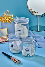 Resim FBZhome 3'lü Dekoratif Kulak Pamuğu & Pamuk & Makyaj Pamuğu Saklama Kutusu 