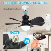 Resim 52.07/41.91 cm LED Akıllı Tavan Vantilatör Lambası - E27/E26 Soketli, Uzaktan Kumandalı, Ayarlanabilir Parlaklık ve Zamanlayıcılı, 3 Hız Ayarı, Yatak Odası, Çalışma Odası, Mutfak ve Banyo için Uygun, Tüm Mevsimler İçin (6 Kanatlı Siyah Vantilatör Lamba) 