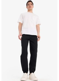 Resim DeFacto %100 Pamuk Jogger Slim Fit Dar Kesim Beli Bağcıklı Gabardin Pantolon D8607AX25SPBK81 