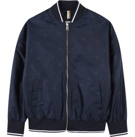 Resim Çocuk Logo Baskılı Fermuarlı Bomber Ceket - Mavi - 6Y 