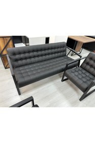 Resim ENG OFİS MOBİLYALARI MAYA 3+1+1 DERİ OTURMA GRUBU MODERN OFİS KOLTUK TAKIMI 