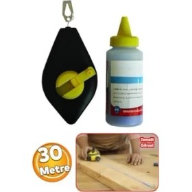 Resim Lidyada Maison Boyalı Çırpı Ipi Set, 30M ve Toz Boya, Su Terazili, Duvar, Zemin ve Seramik Hizalama (Kırmızı) 
