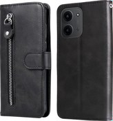 Resim Xiaomi Redmi 15c 4g Pu Deri Kılıflar Fermuarlı Cepli Cüzdan Telefon Kılıfı Standı - Siyah Siyah 