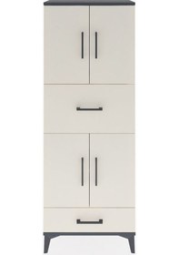 Resim Arges Dolap 4 Raflı 2 Çekmeceli 4 Kapaklı 60x30x163 Antrasit-... Antrasit 