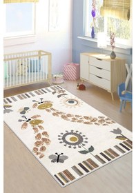 Resim West Home Makinede Yıkanabilir Kaymaz Taban Leke Tutmaz Hayvan Figürlü Bebek Ve Çocuk Halısı Wh 571 Beige 
