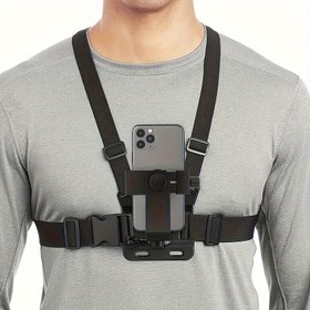 Resim Ayarlanabilir Göğüs Askısı ile Akıllı Telefon Tutucu, Evrensel Eylem Kamerası Askısı, Açık Hava Sporları için İlk Kişi Görünümü Kayıt Aksesuarı, Osmo Serisi, Diğer Spor Kameraları ve Android Telefonlar ile Uyumlu - Dayanıklı Plastik Yapı 