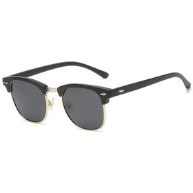 Resim Erkekler Polarize Vintage Perçin Güneş Gözlüğü Uv400 Koruma Retro Trendy Güneş Black Altın 