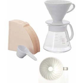 Resim Hario Seramik Kahve Demleme Seti Beyaz+ 100 Adet Filtre Kağıdı 