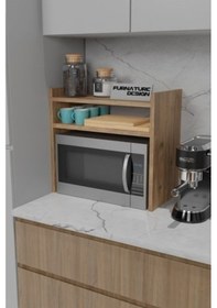 Resim Tezgah Üstü Mikrodalga Fırın Rafı Mutfak Organizer Atlantik Çam 