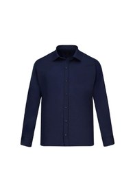 Resim Lacivert Slim Fit Slim Yaka Pamuklu Uzun Kollu Gömlek Lacivert 