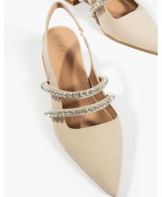 Resim Duxal Shoes Kadın Taşlı Şık Babet-topuklu Ayakkabı-linda Bej 
