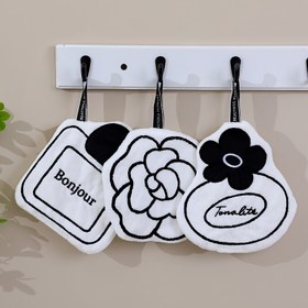 Resim 3'lü Kamelya Çiçeği Asılabilir El Havluları - Yumuşak, Emici, Mutfak ve Banyo için Kolay Temizlenebilir, Beyaz Siyah Çiçek Desenli, Polyester Karışımı, Rustik Tarz, Dekoratif Havlular | Çiçekli El Havluları | Dayanıklı Asılabilir 