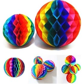 Resim Parti Gökkuşağı Renkli 30 Cm Rengarenk Kağıt Süs Fener 1 Adet 