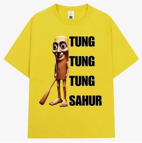 Resim Snapbuy Komik Beyzbol Sopası Desenli T-shirt Erkek Kadın Gevşek Fit Sahur Modayellow Yellow 