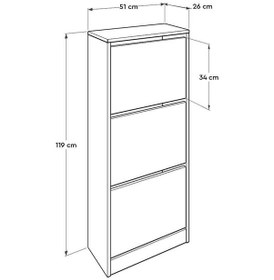 Resim Flat Duo 3 Katlı Ayakkabılık Dolabı - Mor 