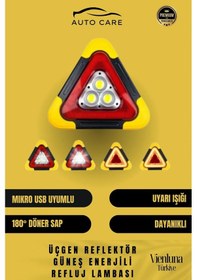 Resim Özel Üretim Su Geçirmez 3 Ledli Solar Üçgen Reflektör Güneş Enerjili Refluj Araba Lambası 