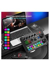 Resim Yenilzd Stüdyo Ses Mikseri Şarjlı Dj Canlı Yayın Kondenser Mikro 