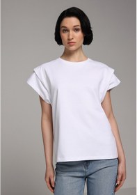 Resim Colin's Colins Regular Fit Yuvarlak Yaka Düz Kadın Beyaz Kısa Kol Tişört Cl1079003 Q1.v2 Wht 