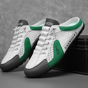 Resim Erkek Slip-On Sneakers Kapatma - Nefes Alabilen Mesh & Sentetik Üst, Yeşil Detaylar, Rahat PVC Taban, Günlük Sokak Giyim, Plaj ve Açık Hava Aktiviteleri için, Plaj Ayakkabıları | Şık Slipons | Dayanıklı Ayakkabılar 