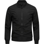 Resim Erkekler için hafif rüzgar geçirmez uçuş ceketi - rahat beyzbol yaka, tam fermuar tasarımı, kollu, bahar ve sonbahar açık hava etkinlikleri için polyester kumaş, yürüyüş kıyafetleri | Tamfermuara Ceket | Pürüzsüz dokulu ceket, rüzgarlık ceket 
