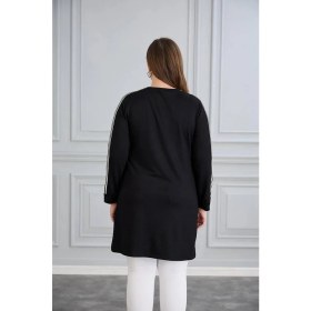 Resim Esra Butik Kristal Kumaş Şerit Detaylı Tesettür Tunik 90 cm - Rahat Kalıp Günlük Şık Tunik 