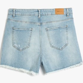 Resim Koton Rahat Kesim Yıpratma Detaylı Denim Şort Açık İndigo 5sal40013md Açık İndigo 