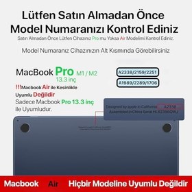 Resim Minesk Macbook Pro M1 / M2 13'' İle Uyumlu Ultra Clear Super Şeffaf Koruyucu Kılıf (A1706/A1708/A1989/A2159/A2251/A2289/A2338) (Koyu Şeffaf) 