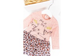 Resim Babymod Leopar Desenli Kedi Baskılı Kız Bebek Elbise 