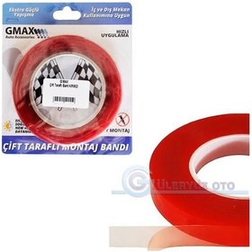 Resim Çift Taraflı Montaj Bandı 4 Cm X 5 Metre Kırmızı Bant Ekstra Güçlü Yapışma İç ve Dış Mekan İçin GLZ03903140 