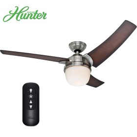Resim Hunter Eurus Fırçalanmış Nikel - 137 Cm. Aydınlatmalı ve Uzaktan Kumandalı Tavan Vantilatörü 