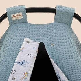 Resim Puset Örtüsü - Çift Taraflı - Petrol Mavisi Petek - Mavi Canlılar 