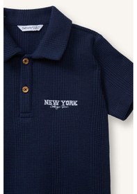 Resim Defacto Regular Fıt Nakışlı Jakarlı Kısa Kollu Polo Tişört Erkek Bebek H3744a526smnv241 Lacivert-nv241 