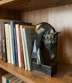 Resim Dekoratif Kitap Tutucu Kübit At Figürlü Biblo Siyah Renk 