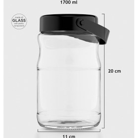 Resim Renga Macro 1700 Ml Siyah Kapaklı Cam Kavanoz 131074 Siyah 