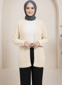 Resim Tesettür Diyarı Triko Frost Hırka- Krem Standart (36-42 Uyumlu) 