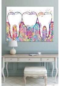 Resim Diş Hekimlerine Doktorlara Hastanelere Özel Suluboya Efektli Dekoratif Kanvas Tablo (8 Farklı Ölçü) 70 x 50b 