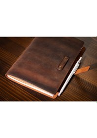 Resim Kişiye İsme Özel Hakiki Deri A5 Defter / Ajanda 