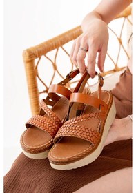 Resim İdimilla 730-152 Taba Ortopedik Hakiki Deri Dolgu Kadın Sandalet Çok Renkli 