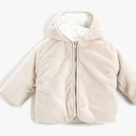 Resim Kız Bebek Kapüşonlu Peluş Mont 