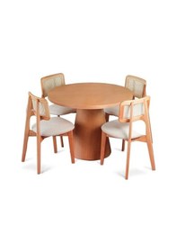 Resim Pissa Natural Ahşap Yemek Masası 100x100 Natural Ayak - Natural Üst 