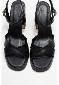 Resim Luvishoes Luvi Shoes Lello Siyah Cilt Kadın Platform Topuklu Ayakkabı Siyah 