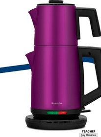 Resim GoldMaster Teachef Violet 2200 Watt Paslanmaz Çelik Damlatmayan Tasarım Çelik Çay Makinesi Ve Su Isıtıcısı 