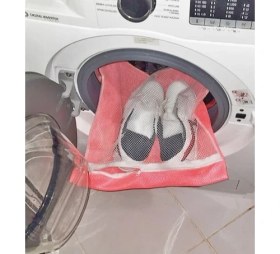 Resim Ozcmax Pembe Fermuarlı - Hassas Çamaşır Terlik Ayakkabı Yıkama Filesi Büyük Boy 
